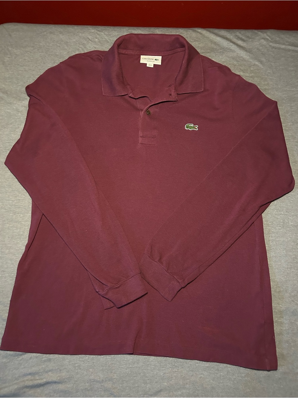 Lacoste Men's Long-Sleeve Polo - Maroon